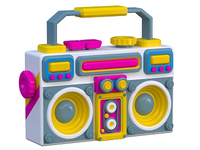 Colorful Kids Toy Radio With Handle Buttons Speakers And Knobs Design 3d model