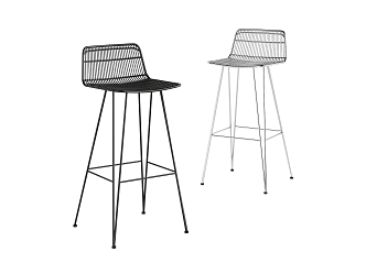 Bar chair combination simple fashion elegant metal tripod 3d model