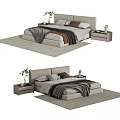 Modern Double Bed With Cozy Blanket Pillows Side Tables And Soft Area Rug 3d model