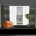 Modern Curtain Plain Curtain Window Screen 3d model