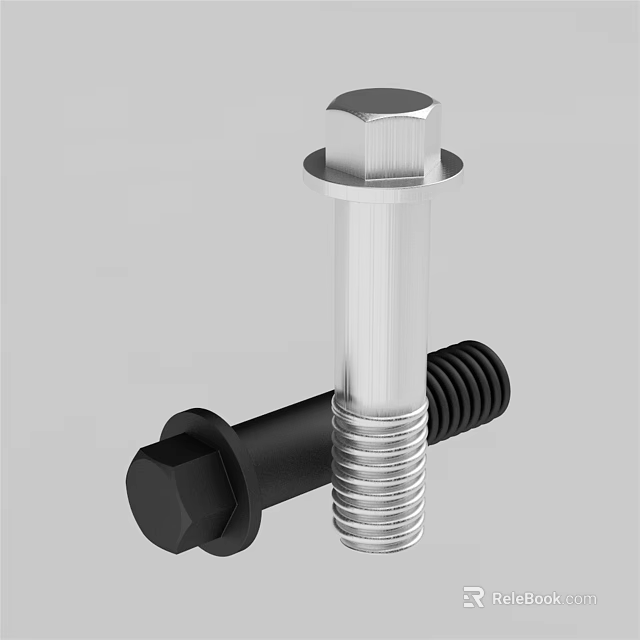 Premium Hardware Tools Silver And Black Hex Head Bolts With Durable Construction 3d model 