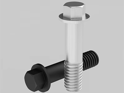 Premium Hardware Tools Silver And Black Hex Head Bolts With Durable Construction 3d model