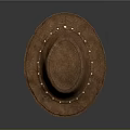Classic Brown Leather Cowboy Hat With Decorative Metal Studs Around Brim