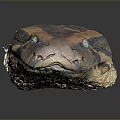 Reptile Head Featuring Brown Orange Black Coloration And Green Dot Texture 3d model