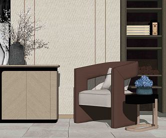 Modern single sofa single sofa porch cabinet decoration combination 3d model