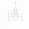 Modern Golden Chandelier With Multiple Arms And Candle Bulbs On White Geometric Wall