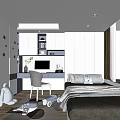 Modern Kids Tatami Bedroom With Gray Bedding Desk Chair Cabinets Star Decor And Toys