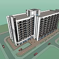 Modern Multi storey Hotel Building With Glass Facade Street View Cars And Pedestrians