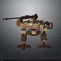 Sci Fi Mech Robot Character With Cannon Arm And Armored Mechanical Limbs