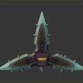 Futuristic Spiked Geometric Structure With Teal Purple Accents And Reflective Surface