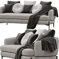Stylish Multi Seater Sofa With Gray Velvet Upholstery Metal Legs And Decorative Pillows