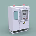 Industrial Control Cabinet With Red Warning Lights Control Panel Display Screen And Warning Sign 3d model