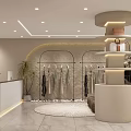 Modern Clothing Store Interior Design With Display Racks Mannequins Sofa And Lighting 3d model