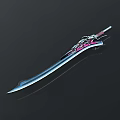 Decorative Long Sword with Pink and Blue Accents Shiny Blade and Intricate Hilt Design