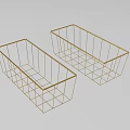 Two Gold Metal Wire Baskets Rectangular Storage Organizers For Home Use 3d model