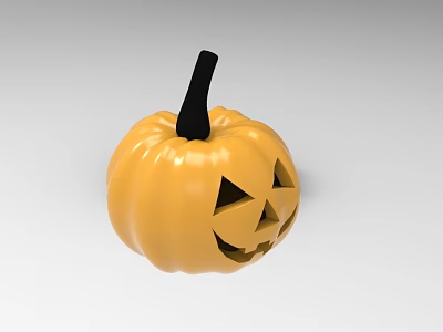 Orange Carved Pumpkin With Halloween Face Design And Black Stem Detail 3d model