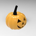 Orange Carved Pumpkin With Halloween Face Design And Black Stem Detail