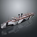 Detailed Scale Warship Model With Camouflage Paint And Deck Features 3d model