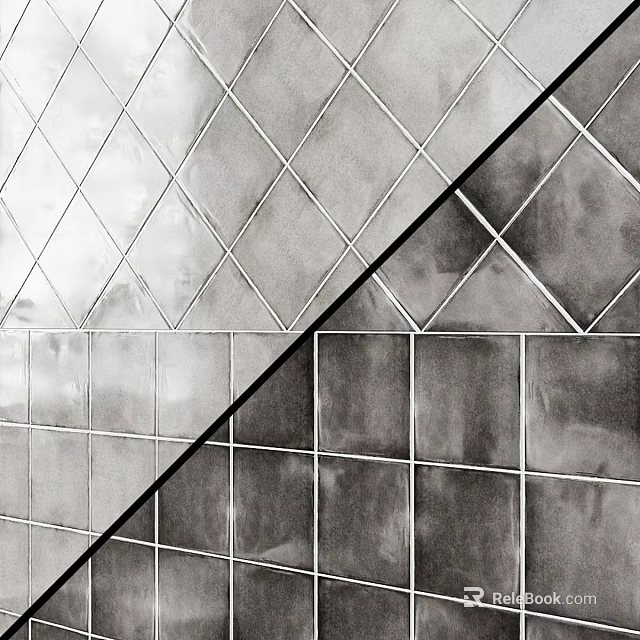 Tile Components Featuring Geometric Diamond And Square Patterns For Wall Design 3d model