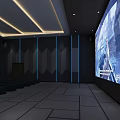Modern Cinema Interior With Comfortable Plush Seats And Large Movie Screen Playing
