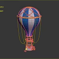 Colorful Blue And White Striped Hot Air Balloon Amusement Equipment With Golden Decorations