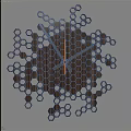 Modern Wall Clock With Hexagon Patterns And Metal Hands On Black Background