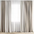 Beige Linen Curtains With White Sheer Panels For Window Decoration