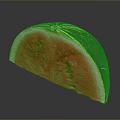 Fresh Watermelon Slice With Red Juicy Flesh Black Seeds And Green Striped Rind