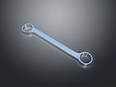 Silver Double Ended Wrench With Round Openings As Household Tool 3d model