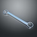 Silver Double Ended Wrench With Round Openings As Household Tool 3d model