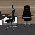 Modern Black Leather Office Chairs With Ergonomic Swivel Base For Workspace