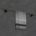 Wall Mounted Gray Towel Rack With Soft Gray Towel And White Stripe