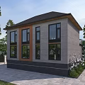 Modern Two Story Detached House With Dark Roof Wooden Siding Front Garden And Glass Balcony