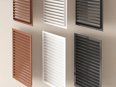 Different Colored Shutter Blinds Display On Wall 3d model