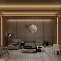Modern Home Theater Interior With Large Screen TV Wooden Walls And Comfortable Seating