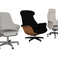 Three Modern Office Chairs With Fabric Leather Upholstery And Ergonomic Designs
