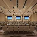 Well Designed Modern Conference Room With Ceiling Lights Multiple Screens And Comfortable Seats