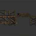 Wooden Construction Frame Structure With Stacked Planks And Supports 3d model