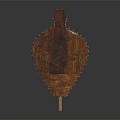 Leaf Shaped Wooden Decorative Container With Metal Studs And Handle