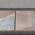 Two Square Rugs With Brown Gray Texture And Fringes On Wooden Floor