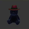 Turquoise Duck Toy Wearing Red Hat With Yellow Feet On Black Reflective Surface