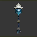 Ornate Fantasy Hammer With Blue Gemstone And Golden Decoration
