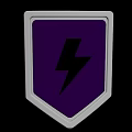 Shield Icon Design With Red Lightning Bolt Gray Border And Purple Background 3d model