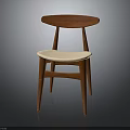 Elegant Minimalist Wooden Chair With Curved Backrest And Light Colored Seat