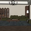 Elegant Living Room Sofa And Coffee Table Set With Chandelier And Decorative Rug