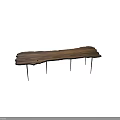 Wooden Dining Table With Natural Edge Solid Wood Top And Thin Metal Legs Design