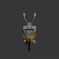 Futuristic Yellow Motorcycle With Green Tubes And Brown Mechanical Parts