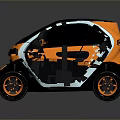 Small Orange And Black Modern Compact Car With Rounded Design And Two Seats 3d model