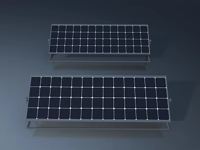 Two Solar Panels With Metal Frames On Dark Background For Renewable Energy 3d model