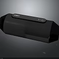 Bluetooth Speaker in Gray and Black Cylindrical Design with Top Control Panel Buttons and Icons